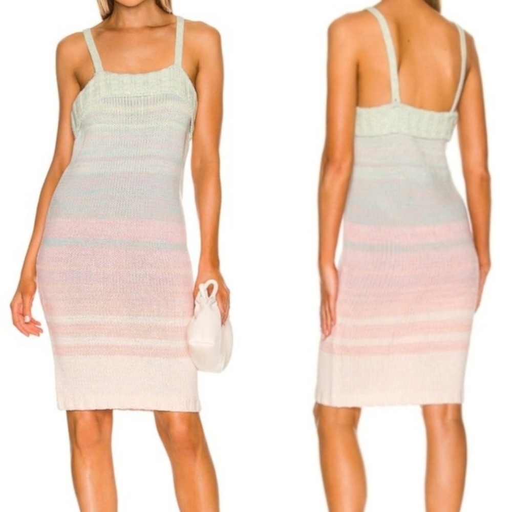 NWT Revolve 525 America Ombre Knit Sweater Dress Taffy Multi Striped Size XS